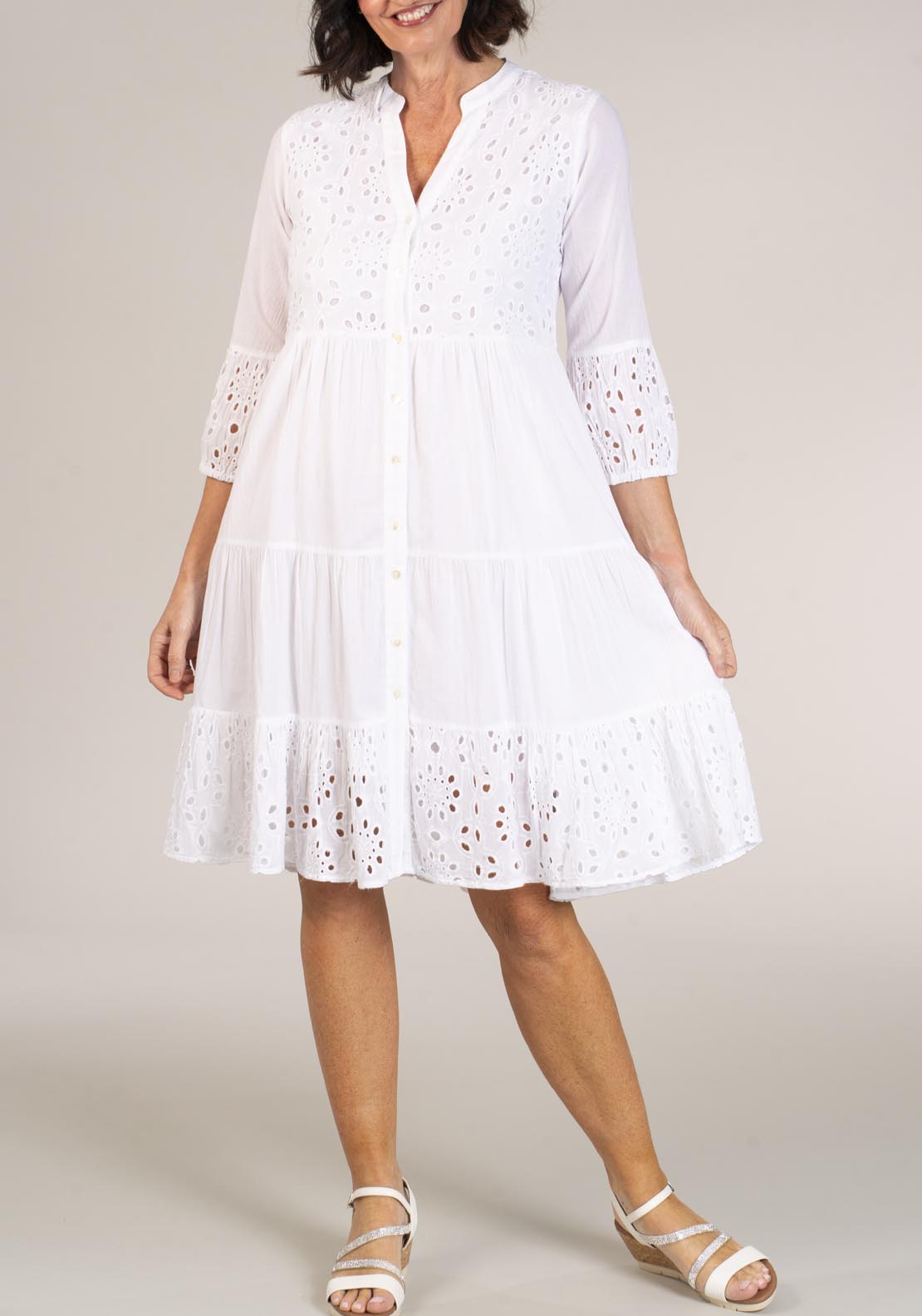 Naoise Embroidery Anglaise Dress - White 6 Shaws Department Stores