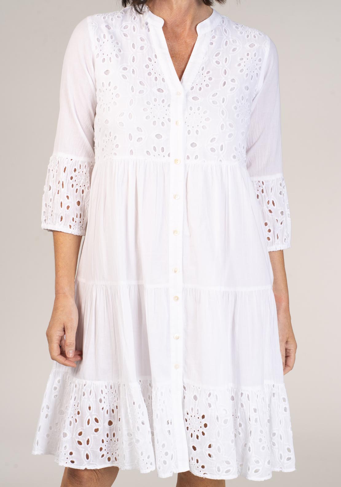 Naoise Embroidery Anglaise Dress - White 4 Shaws Department Stores