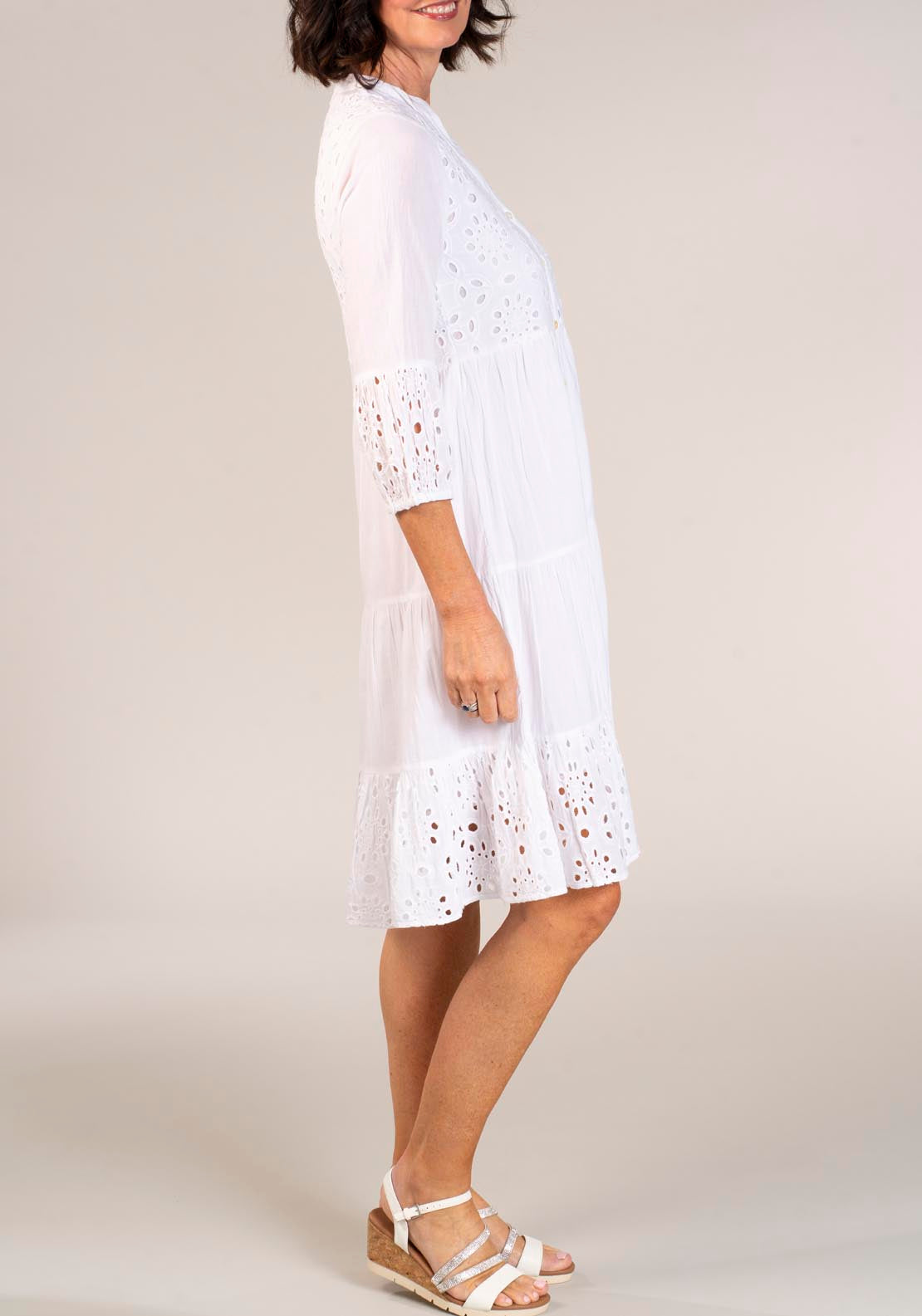 Naoise Embroidery Anglaise Dress - White 3 Shaws Department Stores