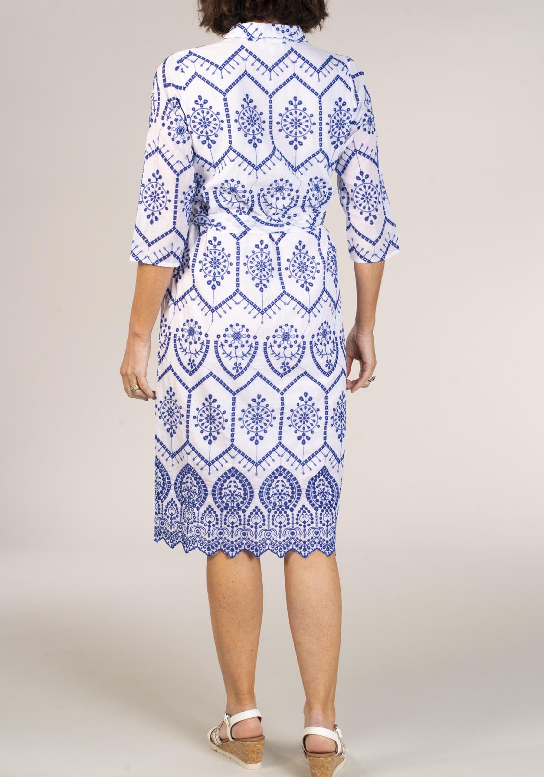 Naoise Embroidery Anglaise Shirt Dress - White 2 Shaws Department Stores