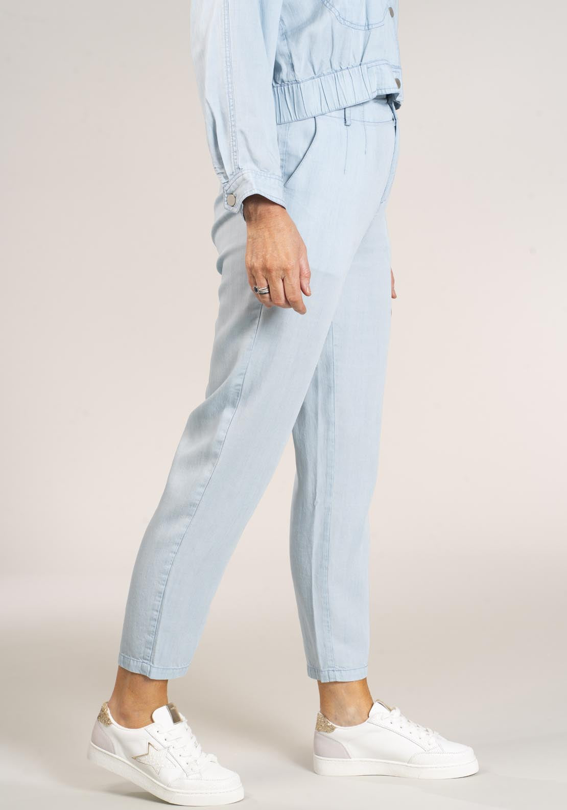 Naoise Lyocell Slub Trousers - Blue 3 Shaws Department Stores