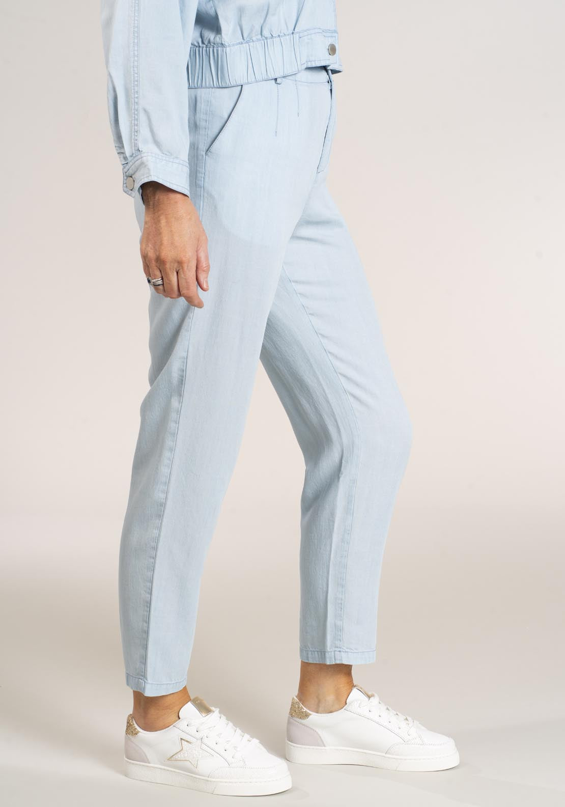 Naoise Lyocell Slub Trousers - Blue 2 Shaws Department Stores