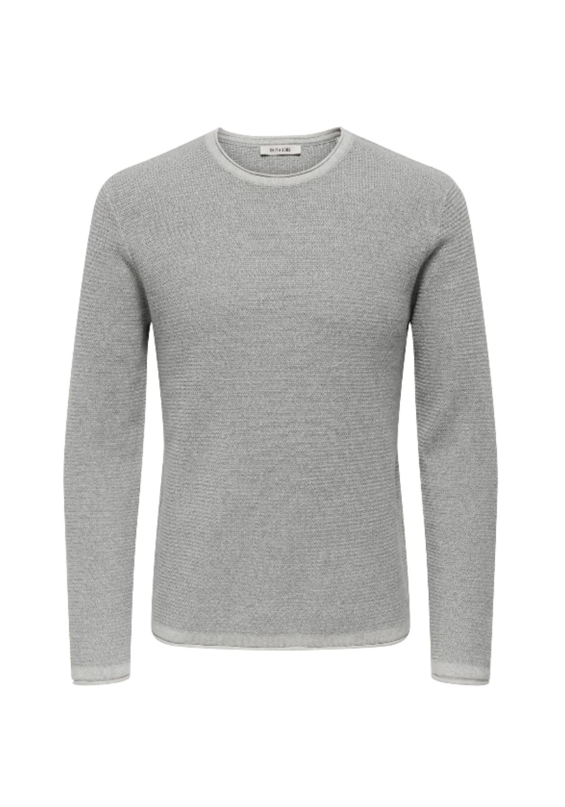 Only &amp; Sons Onseric Crew Neck Knit - Grey 3 Shaws Department Stores