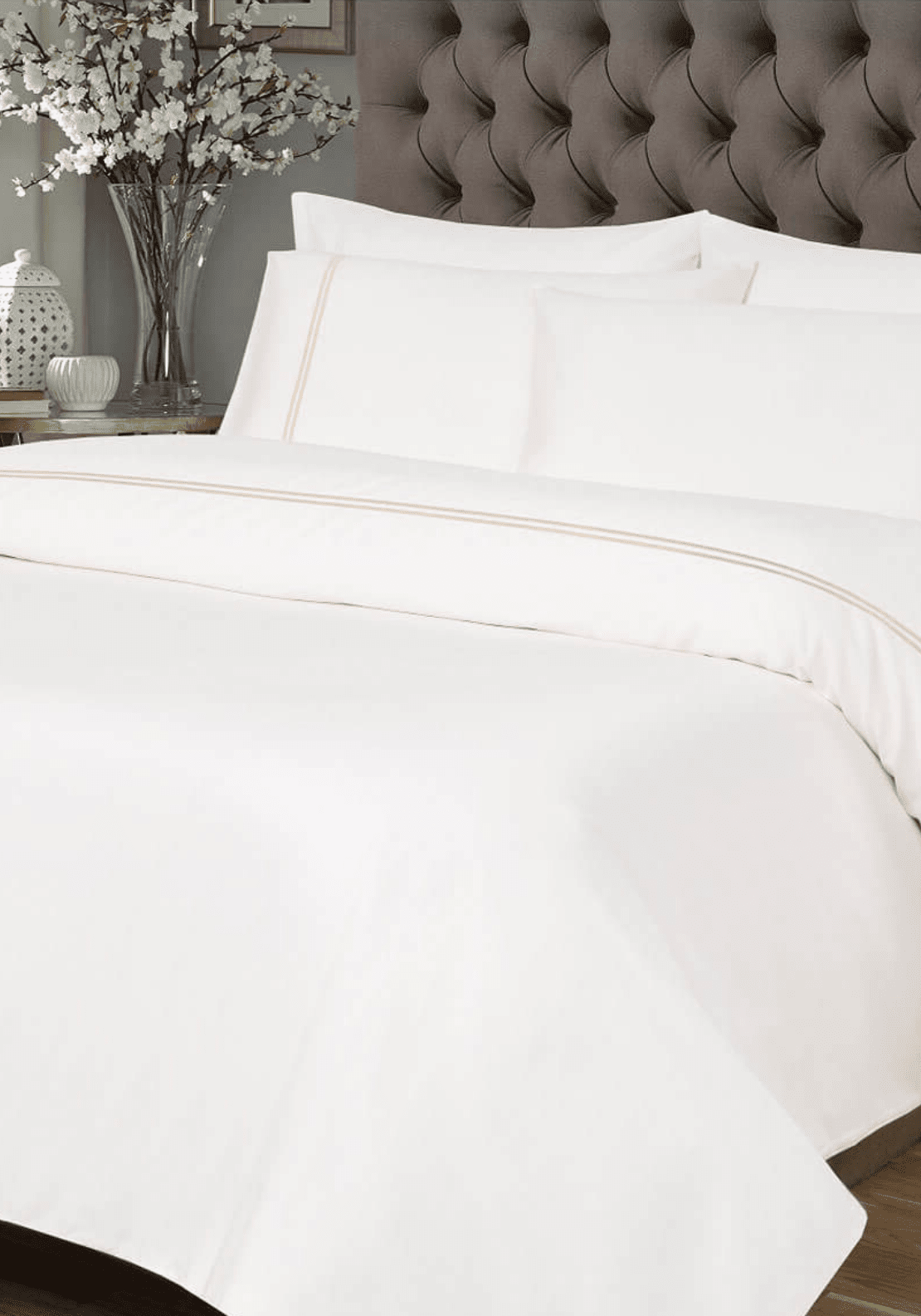 Heather &amp; Ferne Two-Row Cord Duvet Set - Cream 1 Shaws Department Stores