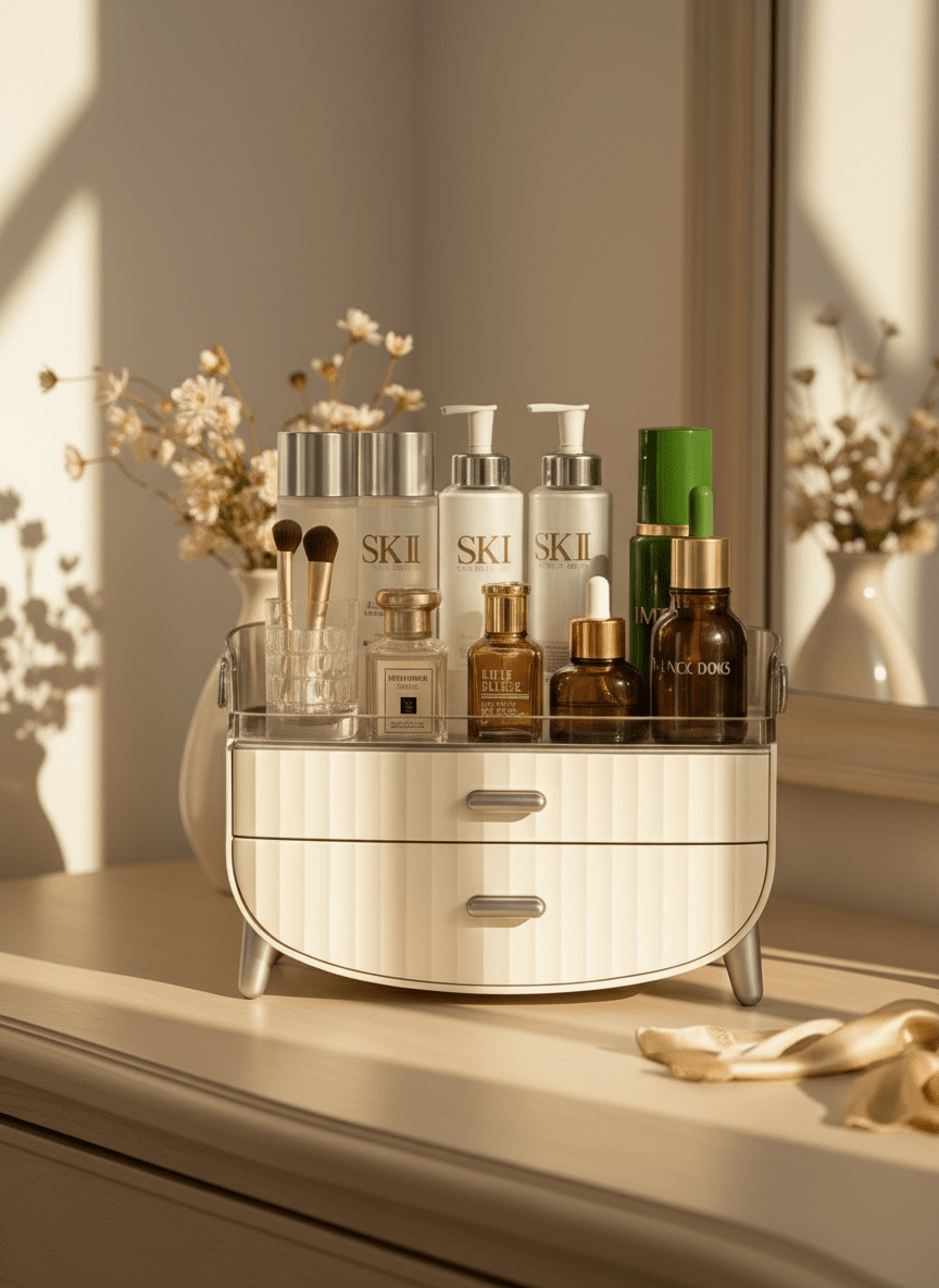 The Home Collection Cosmetic Storage Box - Cream 2 Shaws Department Stores
