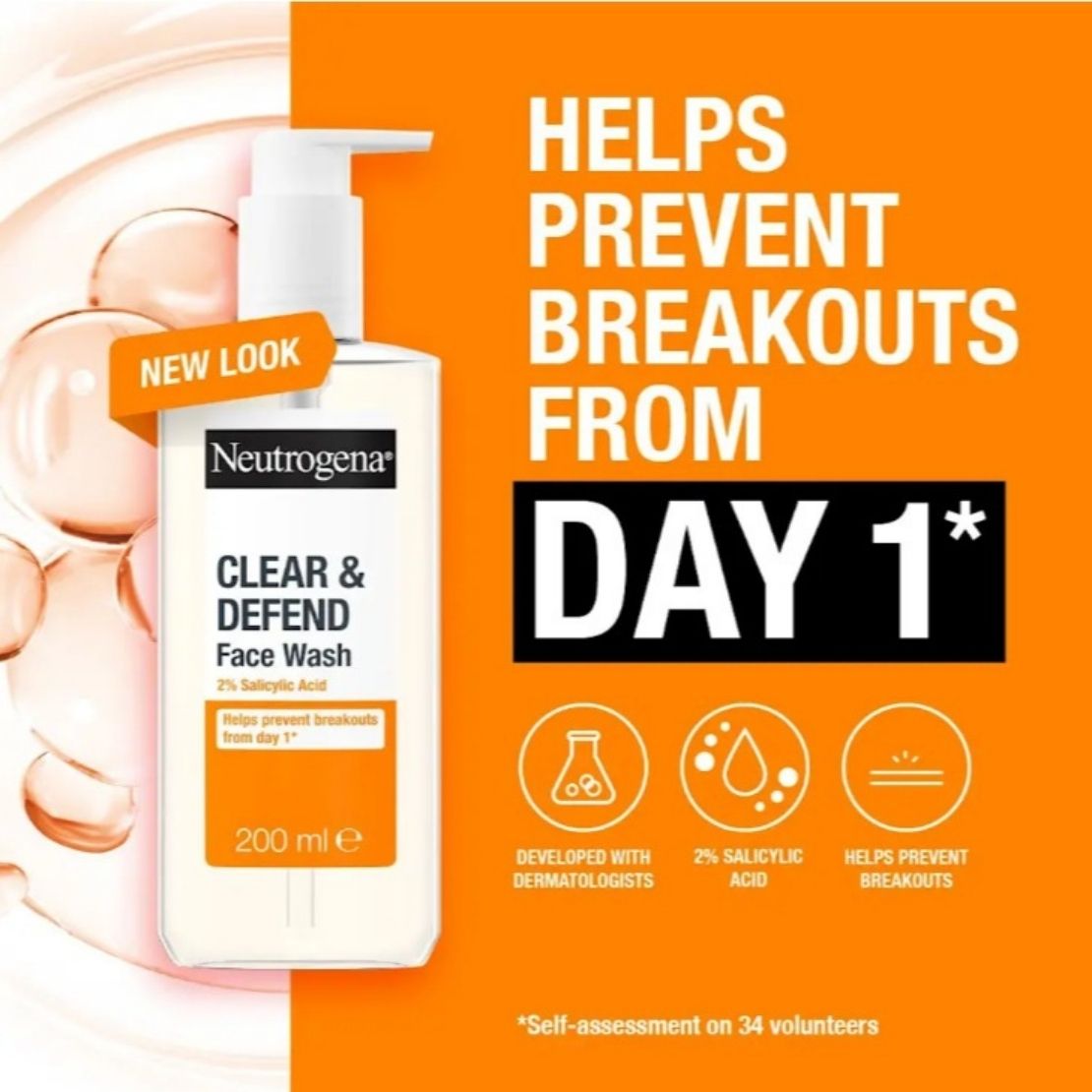 Neutrogena Clear &amp; Defend 2% Salicylic Acid Face Wash 2 Shaws Department Stores