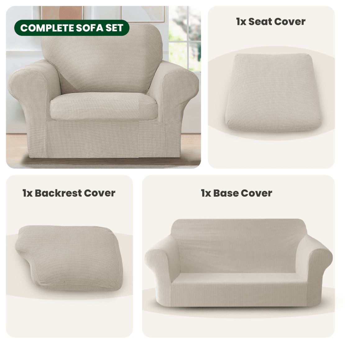 The Home Collection 3 SEATER DELBY SOFA COVER SET - Beige 2 Shaws Department Stores