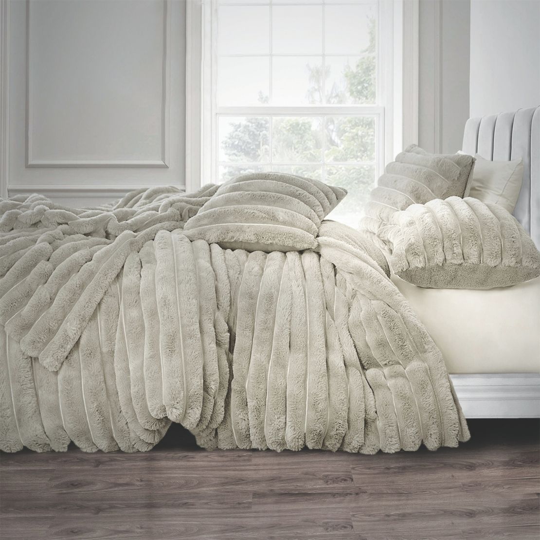 The Home Luxury Collection Chunky Cord Duvet Set - Greige 1 Shaws Department Stores