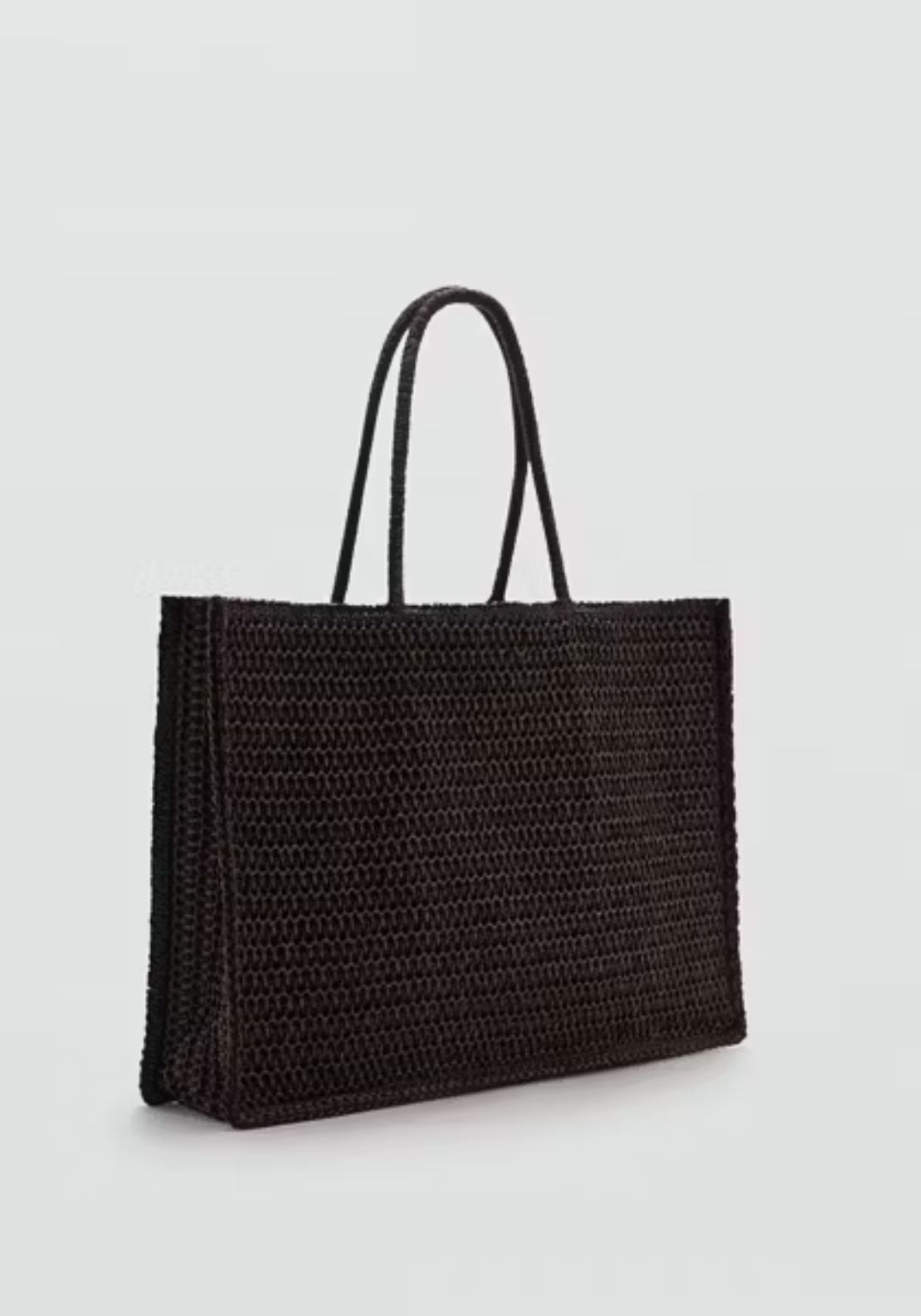 Mango Harper Natural Fibre Tote Bag - Brown 2 Shaws Department Stores
