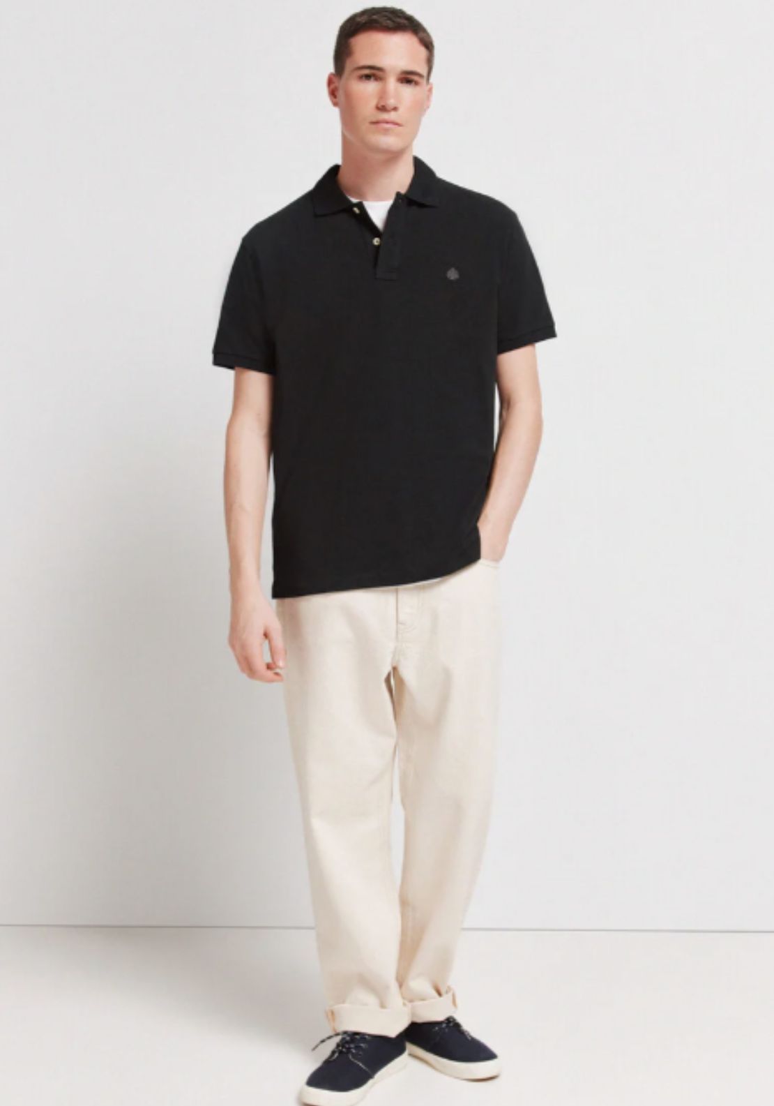 Springfield Basic Regular Fit Polo Shirt - Black 3 Shaws Department Stores