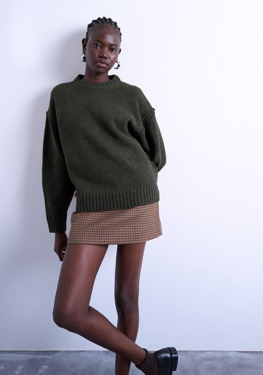 Topshop Sally Long Sleeve Pullover - Khaki 4 Shaws Department Stores