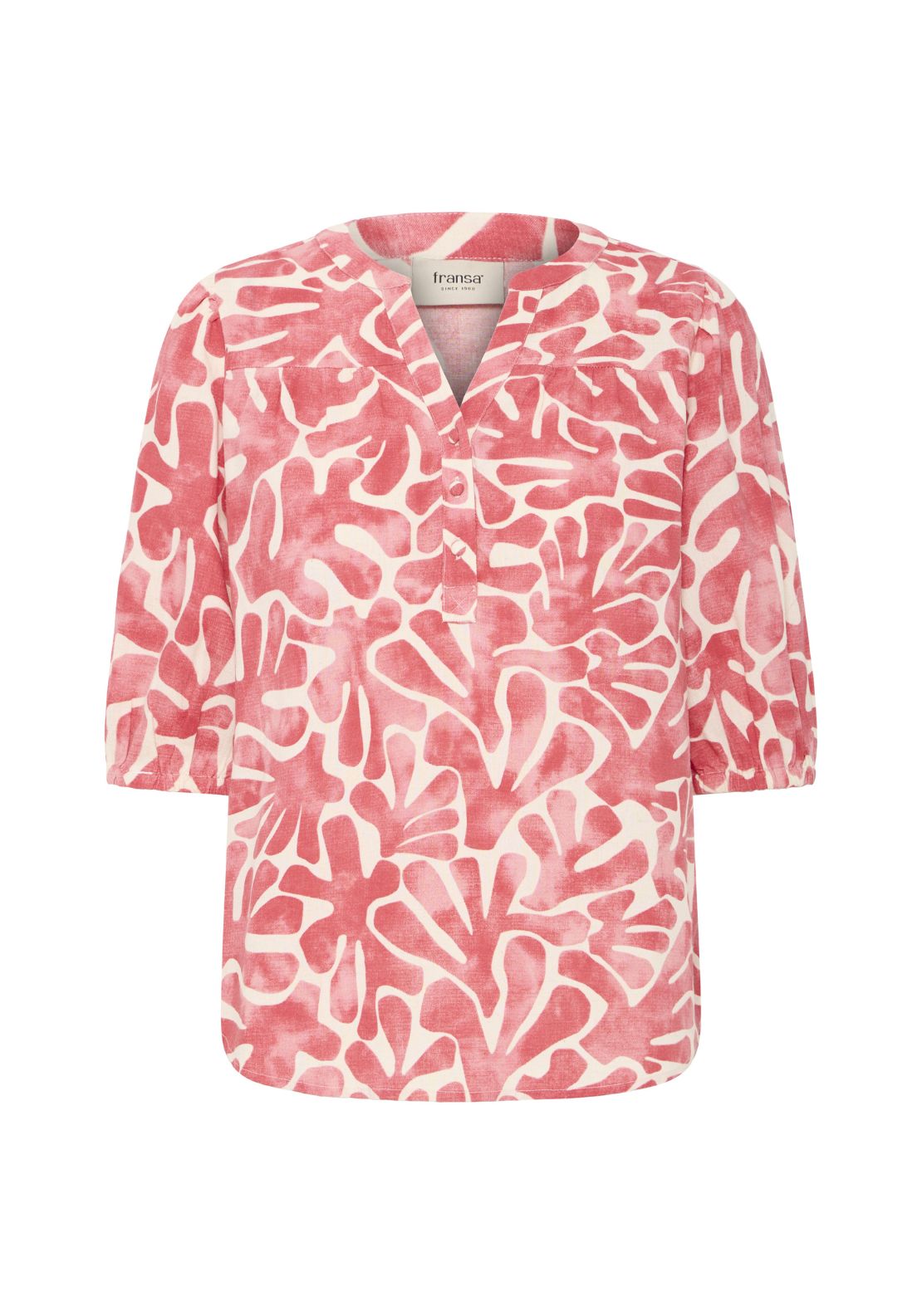 Fransa Short Sleeve Blouse - Pink 1 Shaws Department Stores