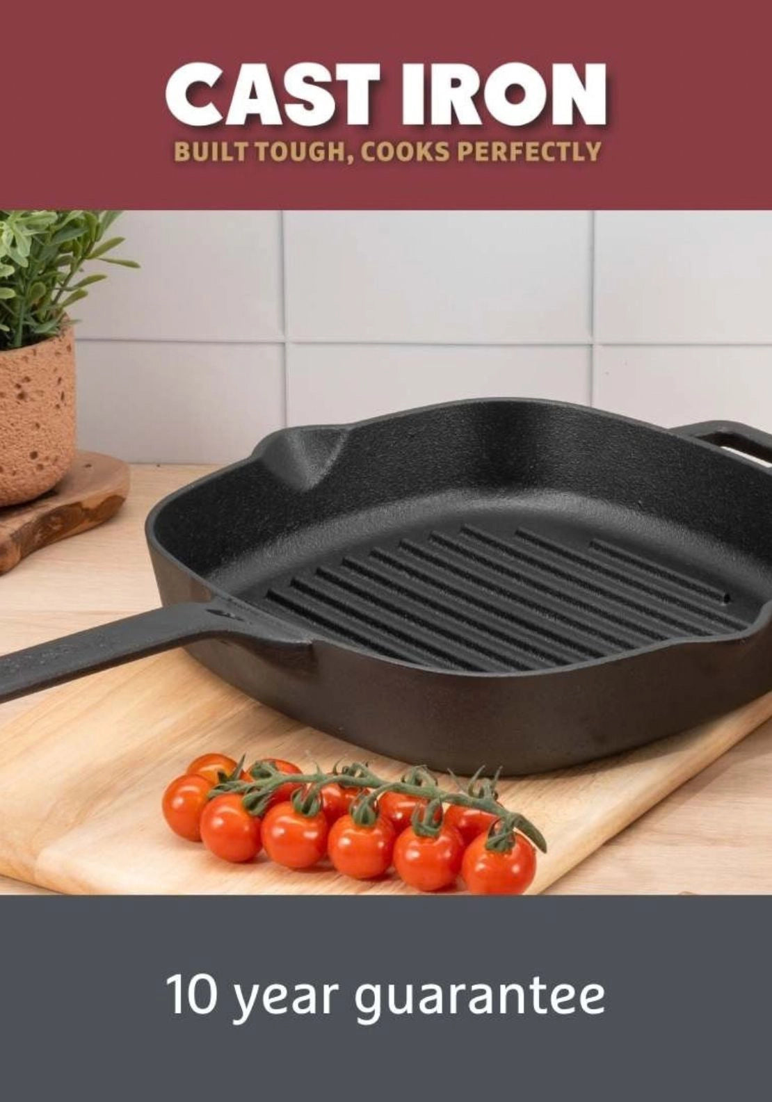 Cast Iron Grill Pan 25cm - Black