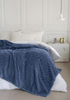 Ribbed Throw 220 x 240 cm - Blue