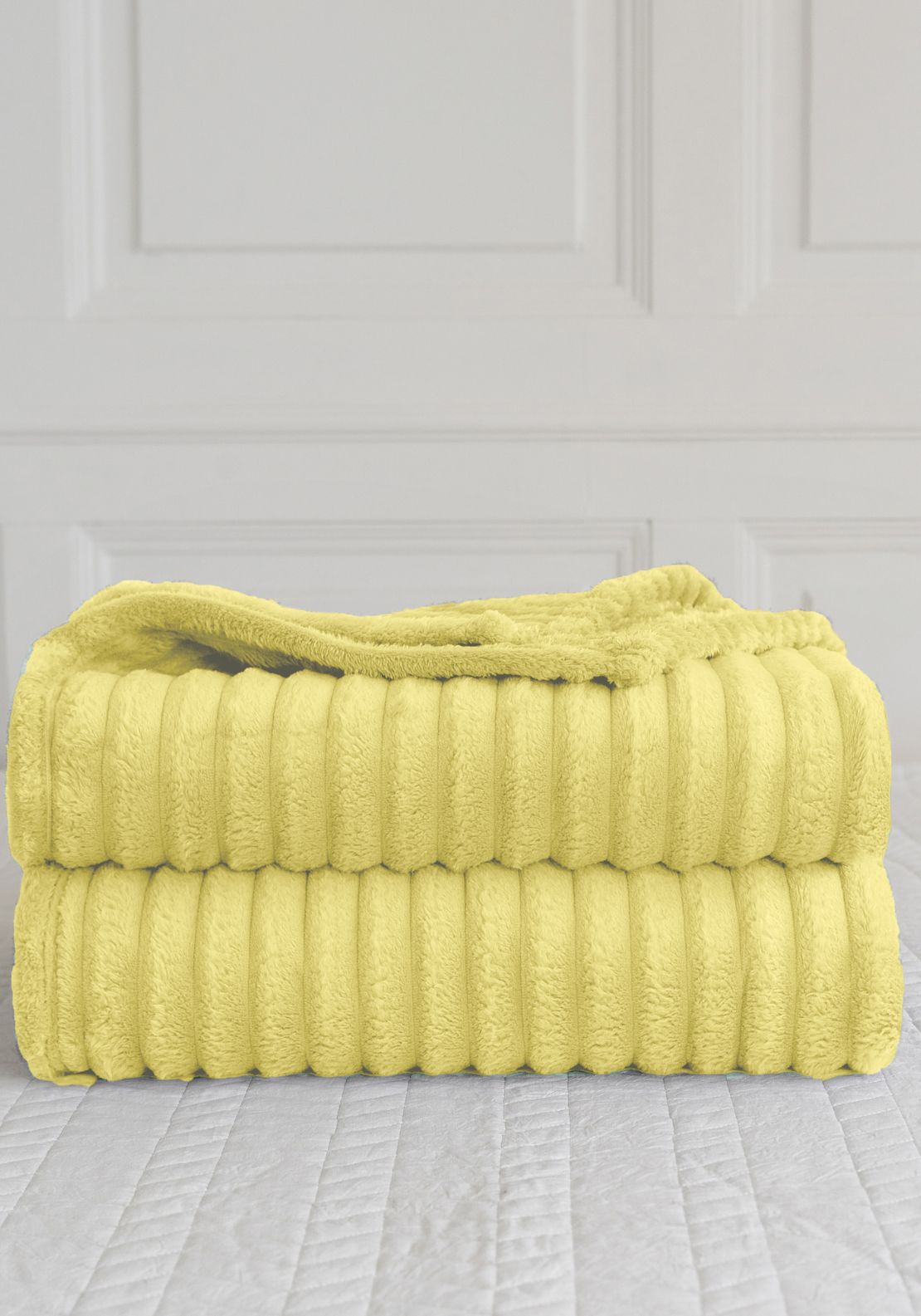 The Home Collection Ribbed Throw 220 x 240 cm - Yellow 3 Shaws Department Stores
