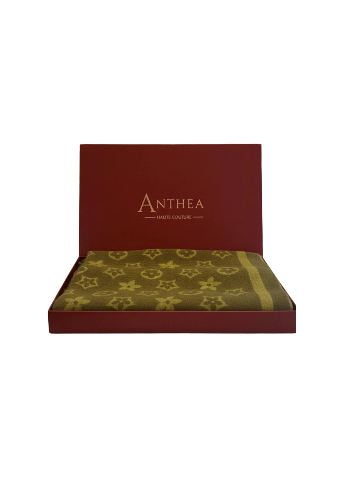 Anthea Monogram Print Boxed Scarf - Green 1 Shaws Department Stores