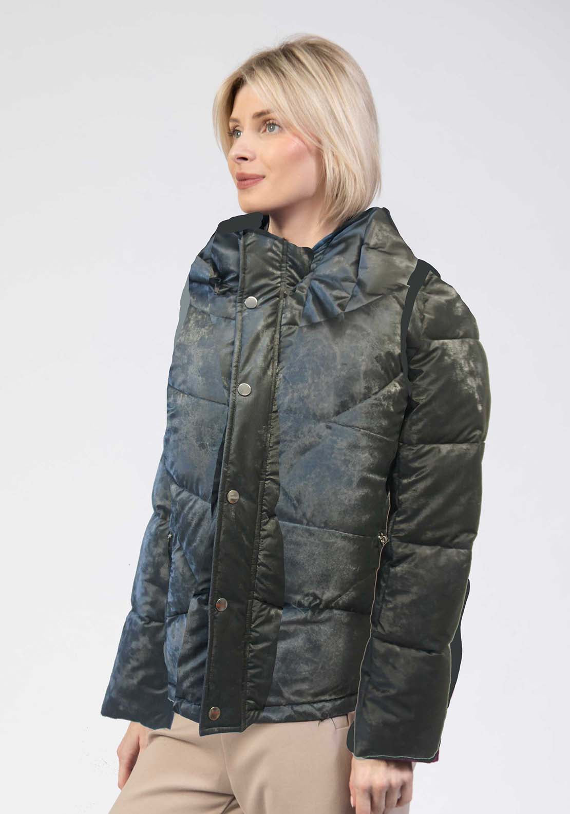 Tea Lane Chevron Hooded Padded Jacket - Grey 1 Shaws Department Stores