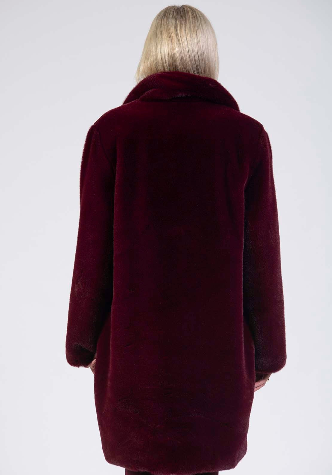 Tea Lane Faux Fur Coat - Wine 2 Shaws Department Stores