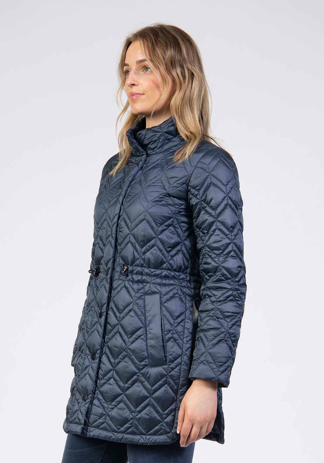 Shimmer Longline Padded Jacket - Blue
