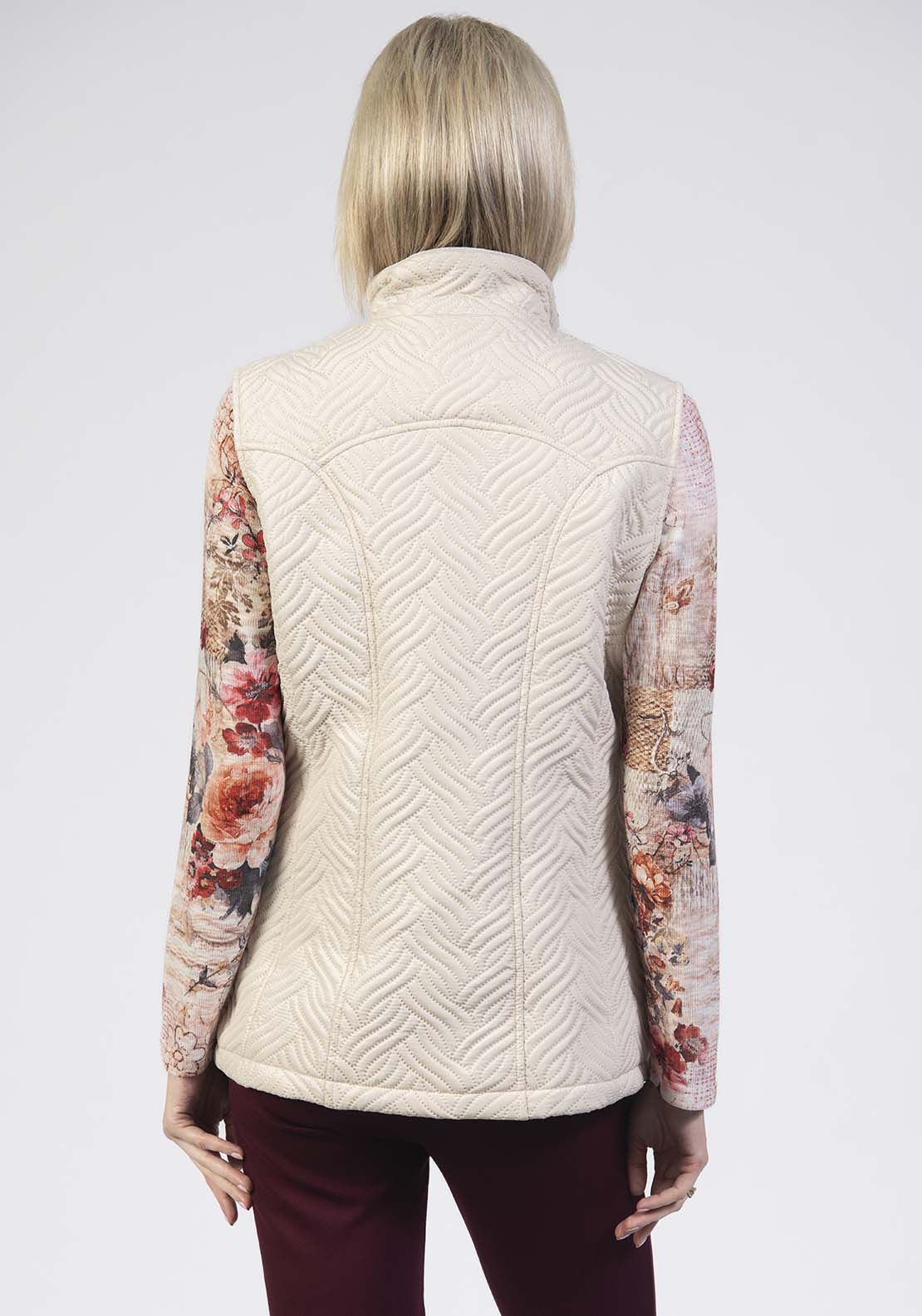 Embossed Plain Gilet - Cream