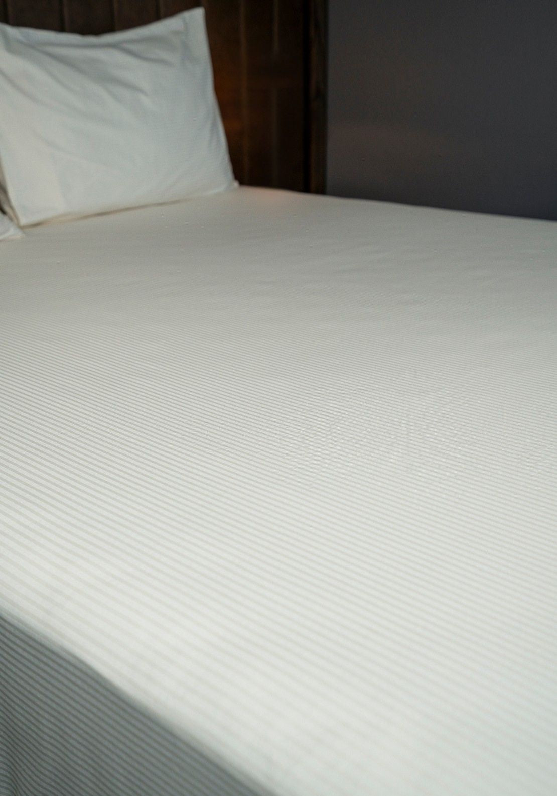 The Home Luxury Collection 300 TC Satin Stripe Fitted Sheet - Cream 3 Shaws Department Stores