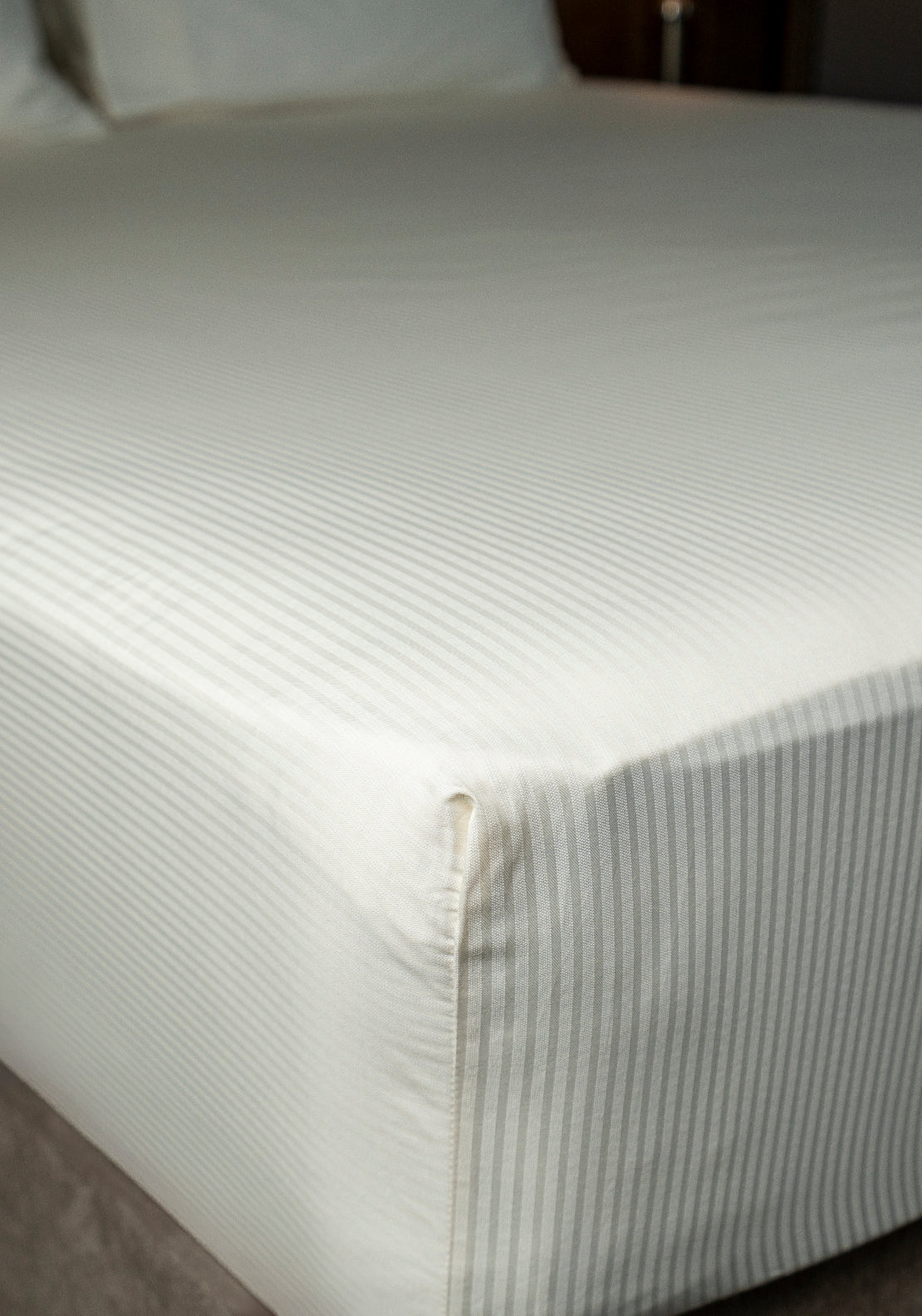 The Home Luxury Collection 300 TC Satin Stripe Fitted Sheet - Cream 5 Shaws Department Stores