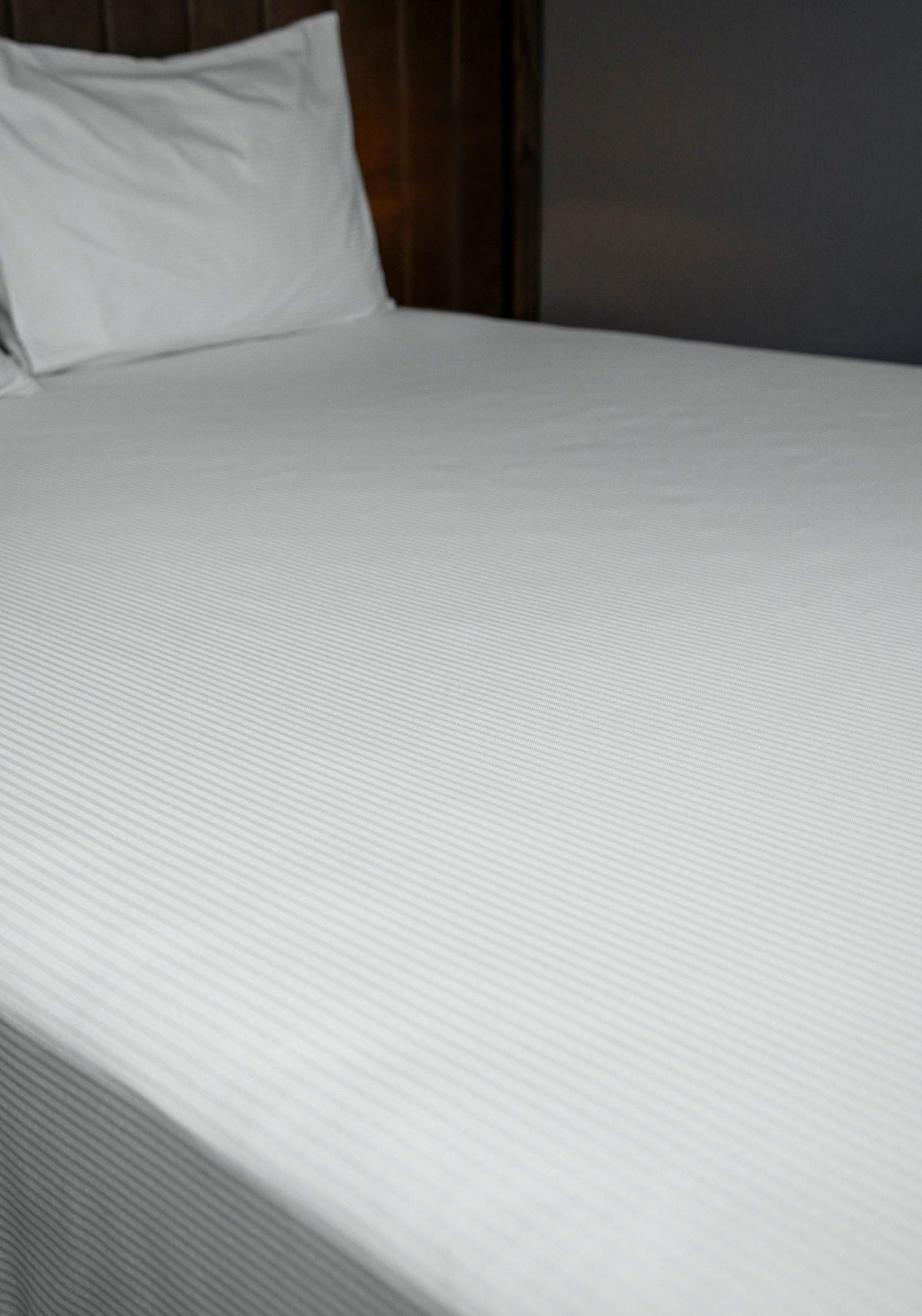The Home Luxury Collection 300 TC Satin Stripe Fitted Sheet - White 3 Shaws Department Stores