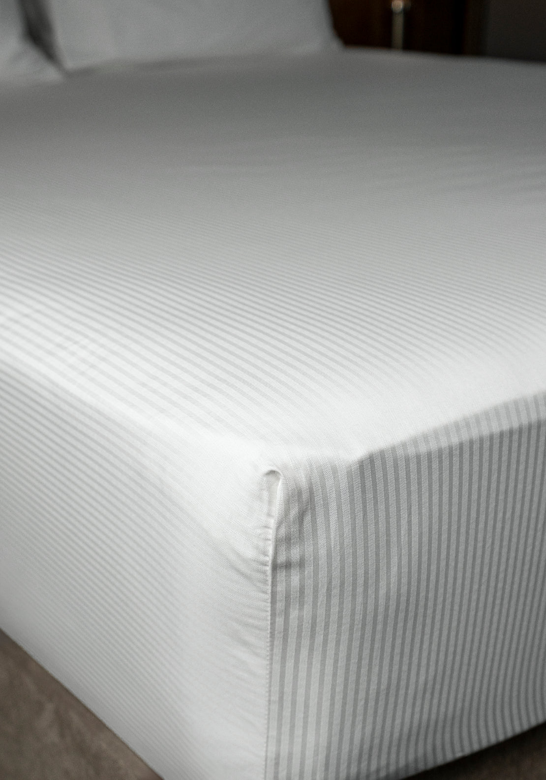 The Home Luxury Collection 300 TC Satin Stripe Fitted Sheet - White 4 Shaws Department Stores