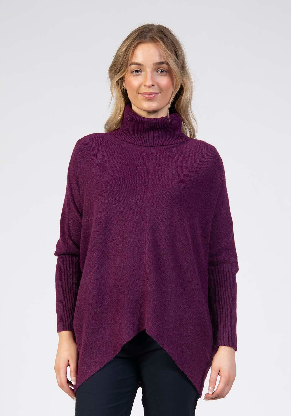 Tea Lane Roll Neck Jumper With Asymmetrical Hem - Mulberry 1 Shaws Department Stores