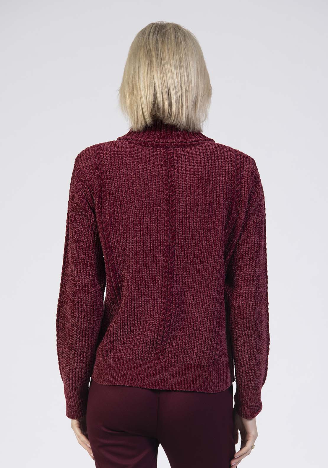 Tea Lane Chenille Roll Neck Jumper - Wine 2 Shaws Department Stores