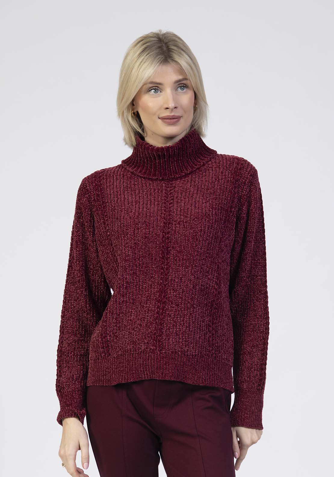 Tea Lane Chenille Roll Neck Jumper - Wine 1 Shaws Department Stores