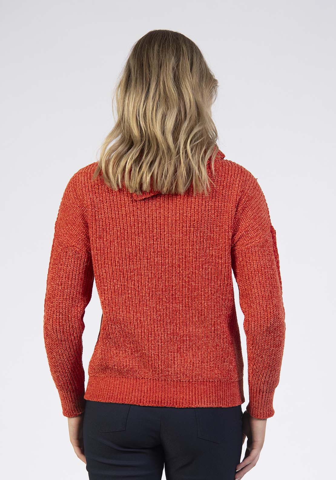 Tea Lane Chenille Asymmetrical Neck Jumper - Orange 2 Shaws Department Stores