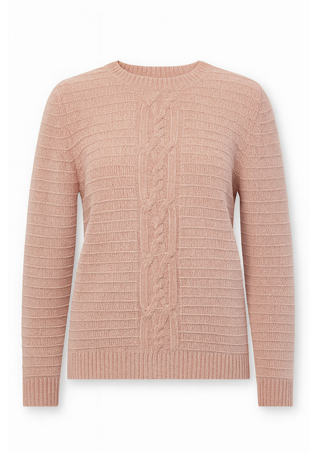 Tea Lane Chenille Cable Crew Jumper - Pink 1 Shaws Department Stores