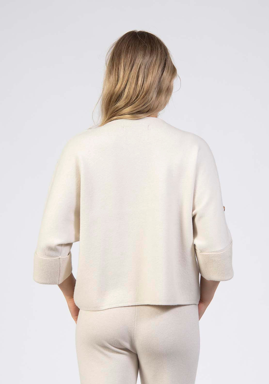 Tea Lane Batwing Button Knit Sweater - Cream 2 Shaws Department Stores