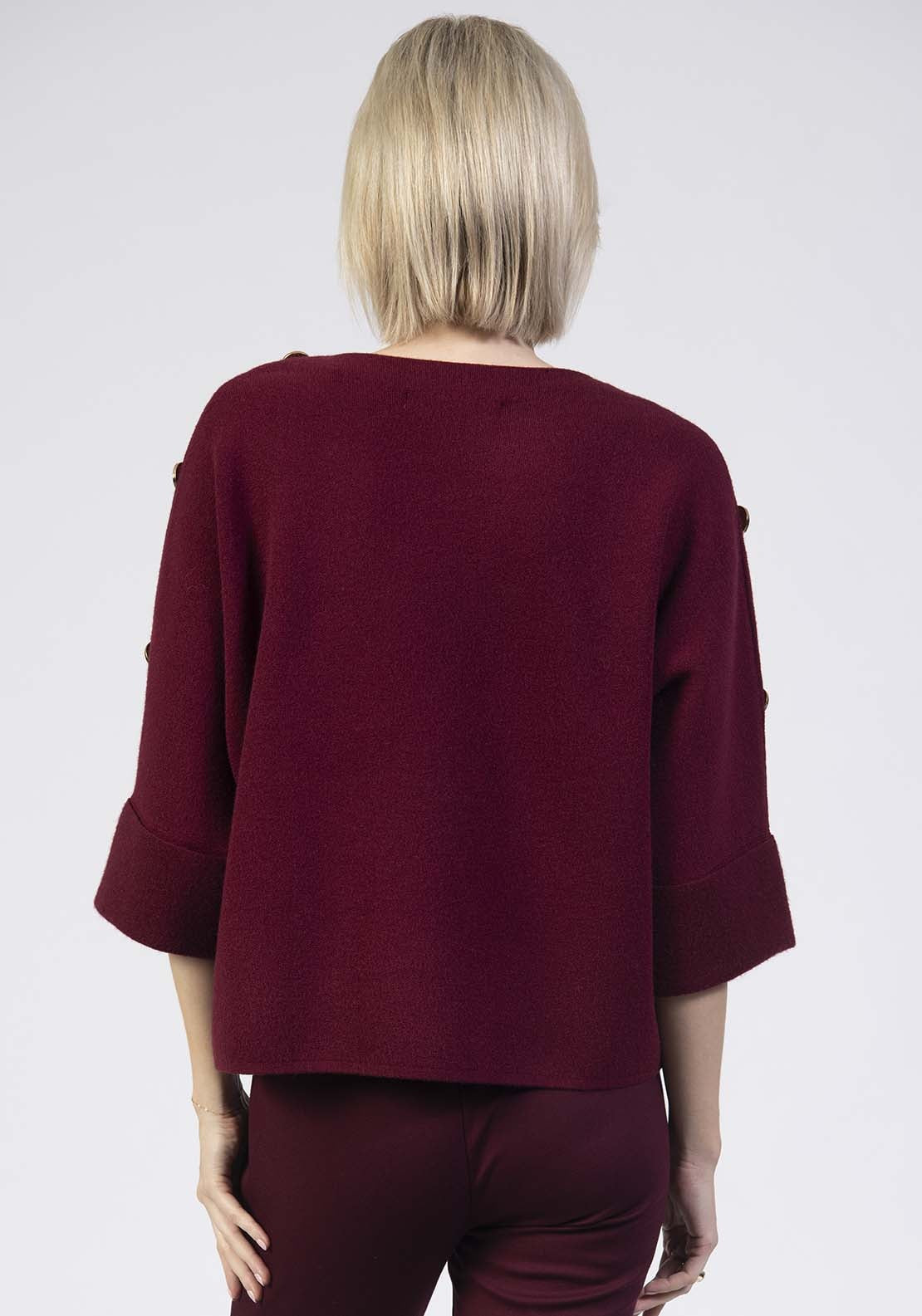 Tea Lane Batwing Button Jumper - Wine 2 Shaws Department Stores