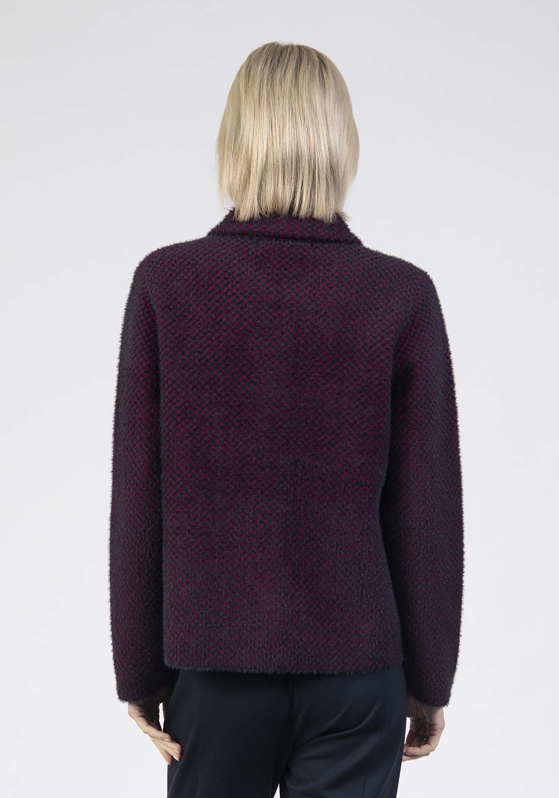 Tea Lane Button Up Collar Cardigan - Plum 2 Shaws Department Stores