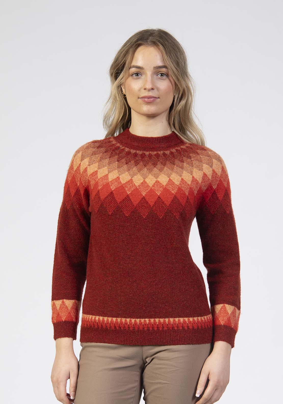 Tea Lane Crew Fairisle Jumper - Red 1 Shaws Department Stores