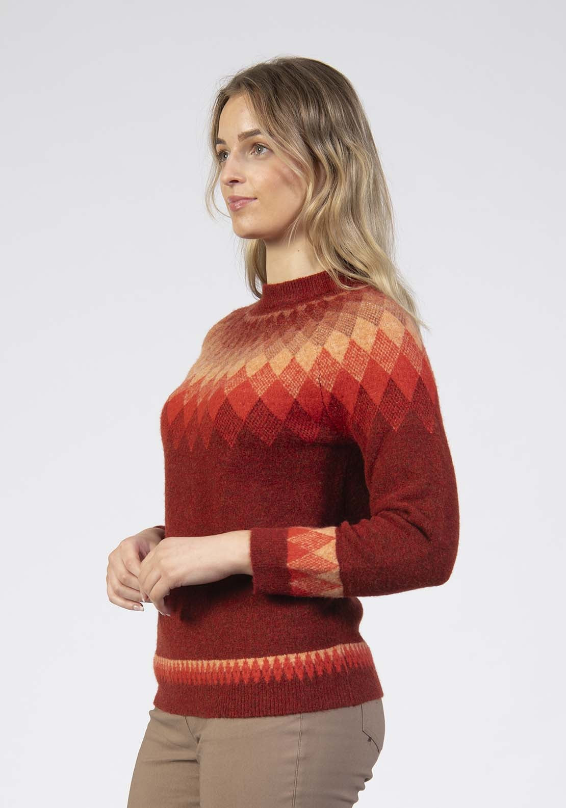 Tea Lane Crew Fairisle Jumper - Red 3 Shaws Department Stores