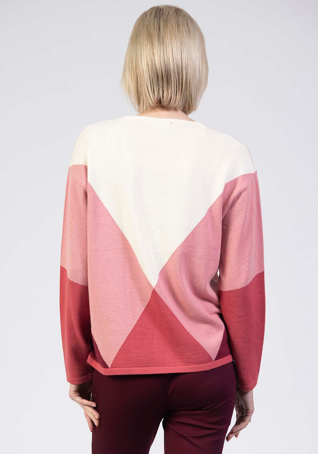 Argyle Crew Knit Sweater - Pink