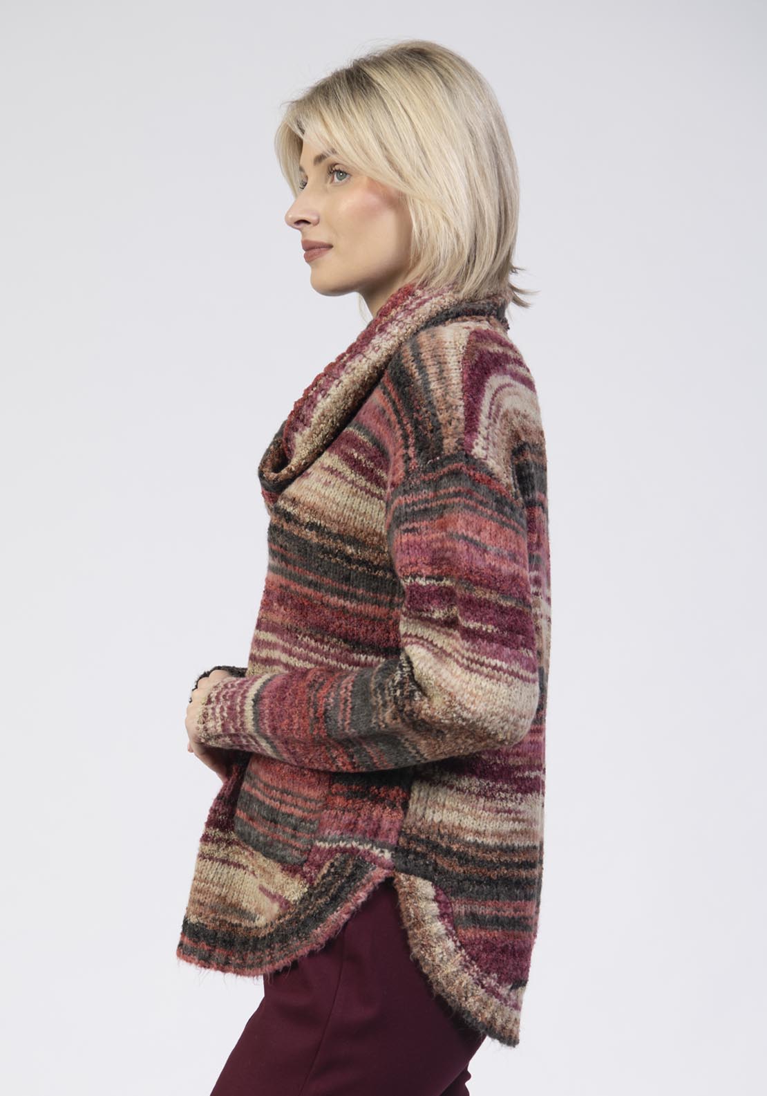 Tea Lane Space Dye Jumper With Snood - Red 3 Shaws Department Stores