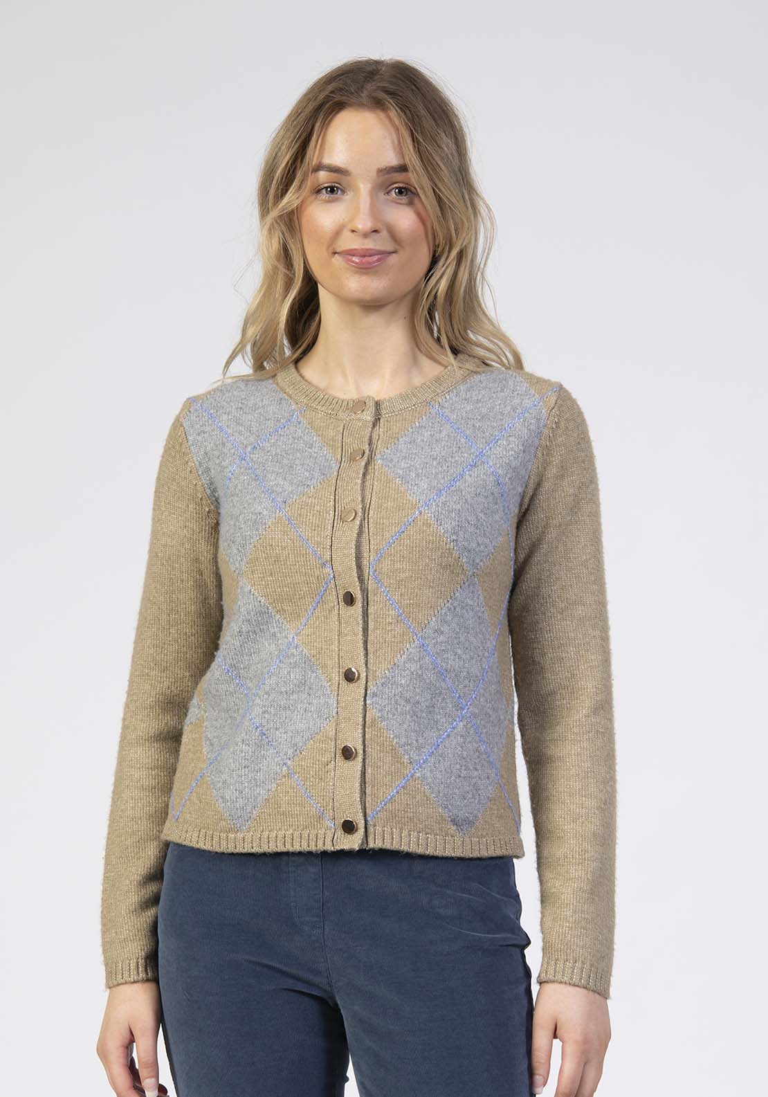 Argyle Cardigan - Grey