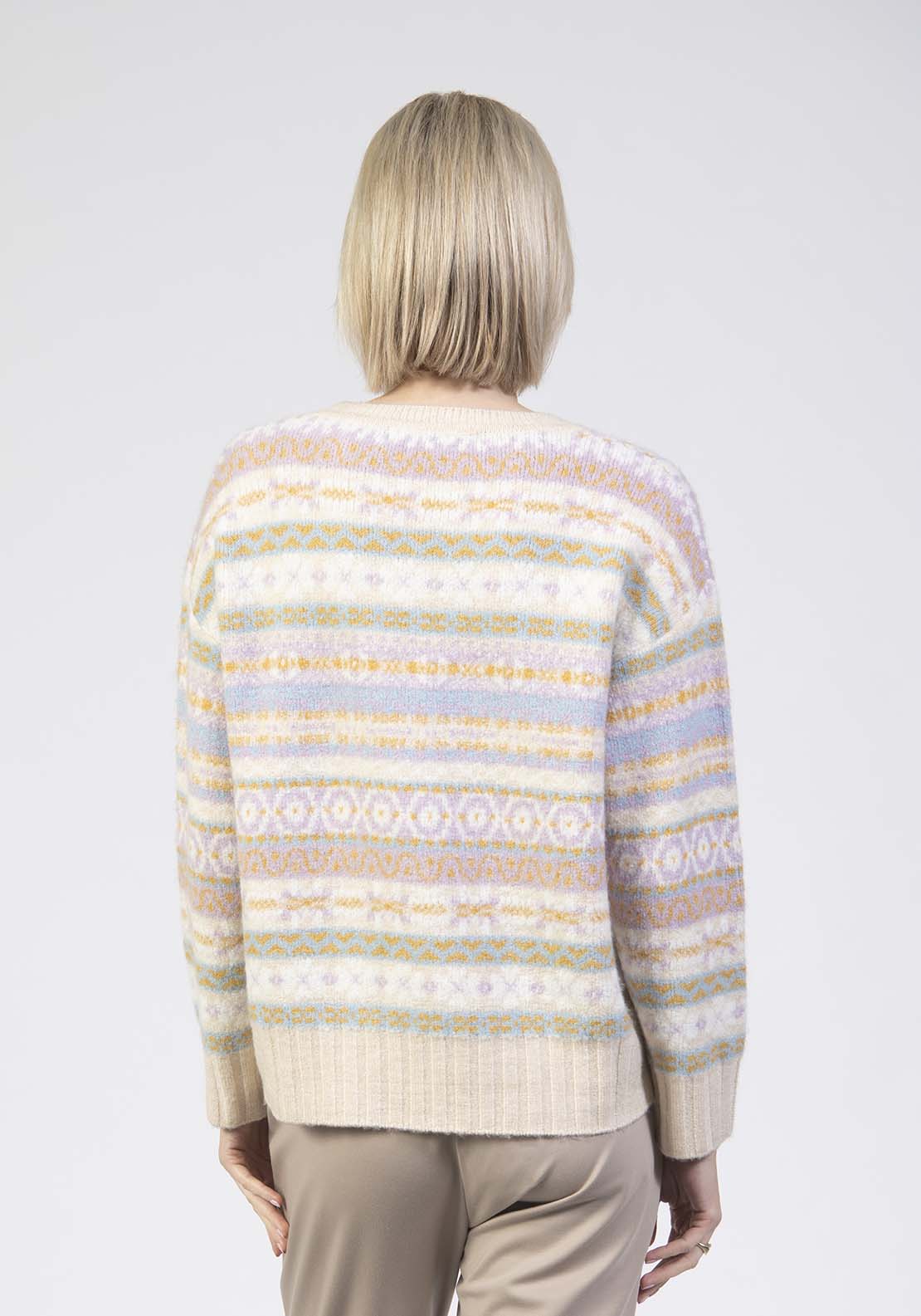 Tea Lane Striped Fairisle Jumper - Plum 2 Shaws Department Stores