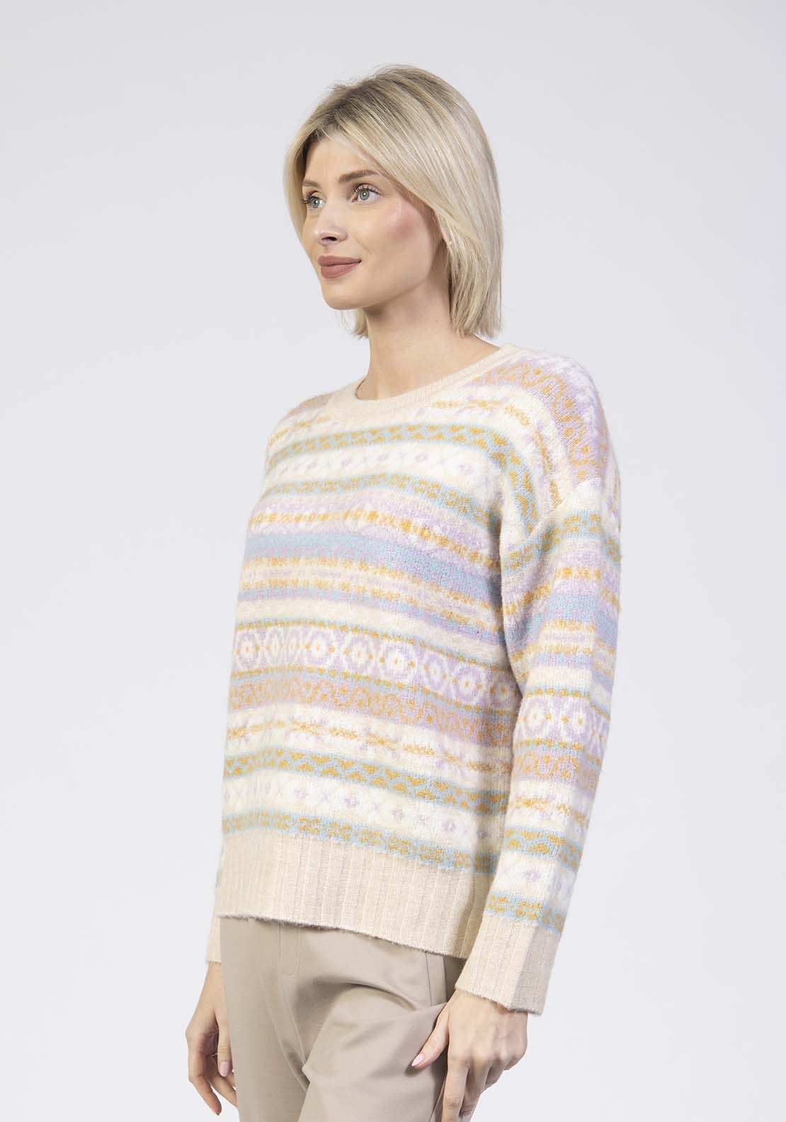 Tea Lane Striped Fairisle Jumper - Plum 3 Shaws Department Stores