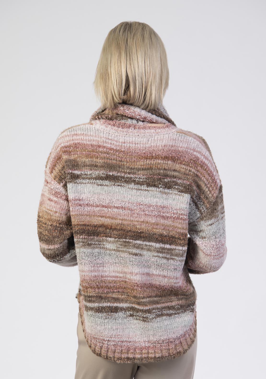Tea Lane Space Dye Sweater With Snood - Pink 2 Shaws Department Stores
