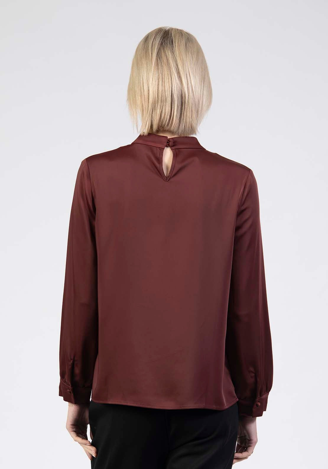 Tea Lane Pussy Bow Satin Blouse - Red 2 Shaws Department Stores