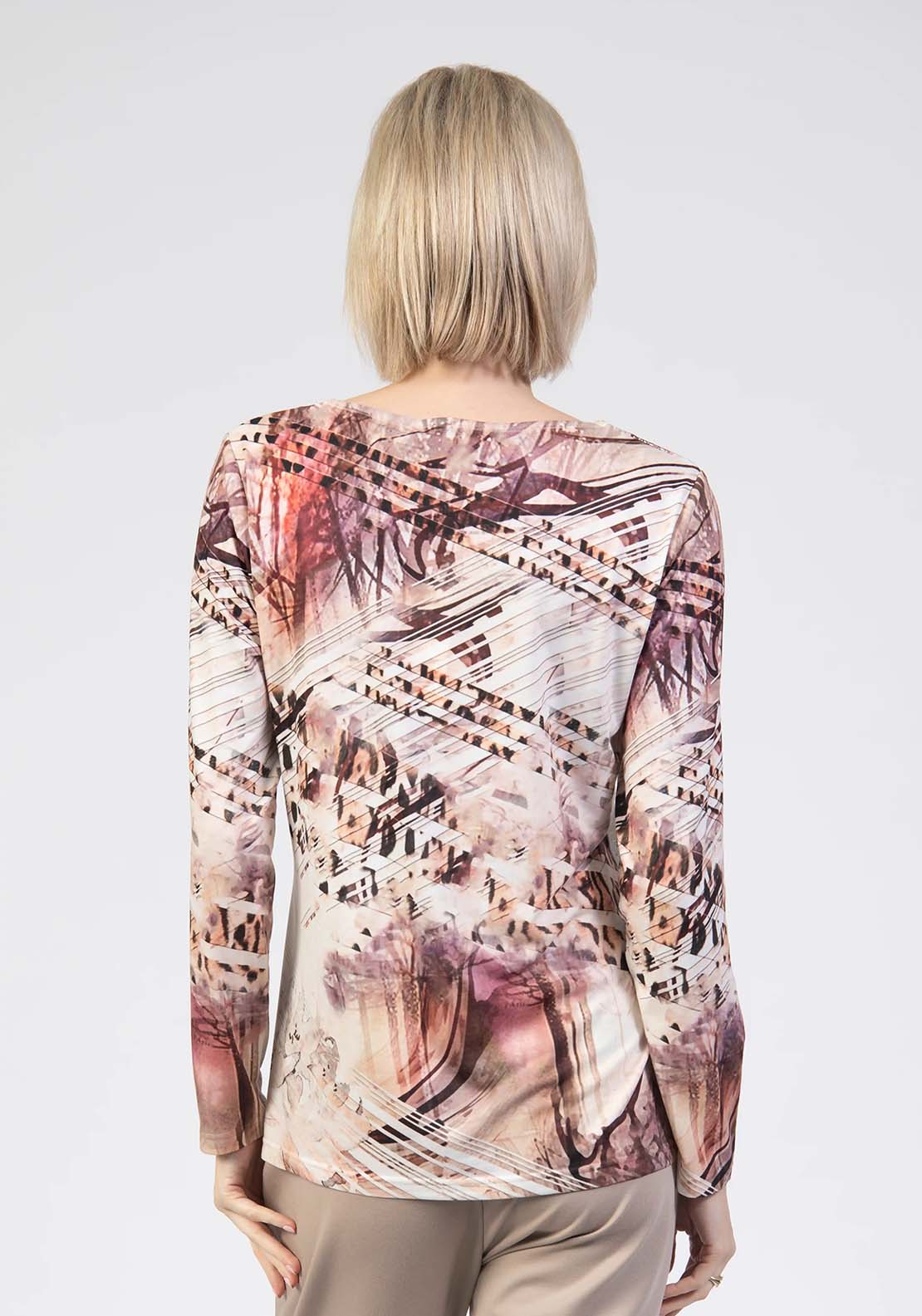 Tea Lane Long Sleeve Foil Print Top - Purple 2 Shaws Department Stores