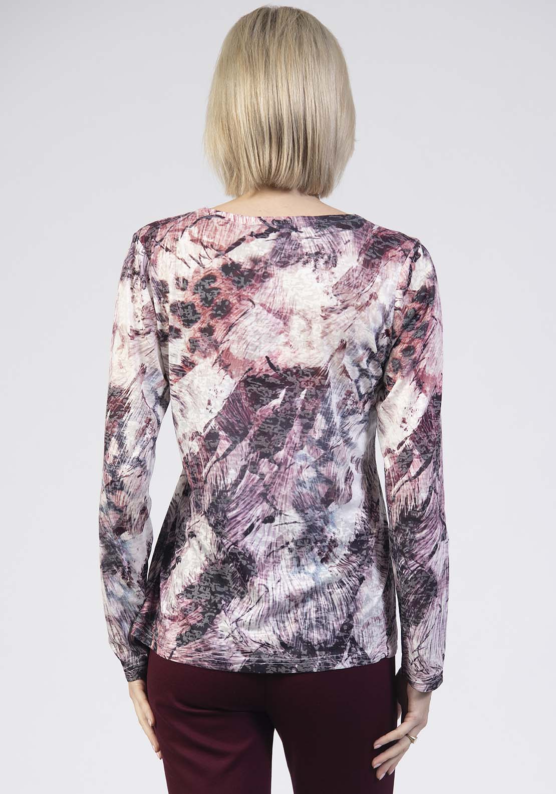 Tea Lane Long Sleeve Printed Animal Clash Top - Purple 2 Shaws Department Stores