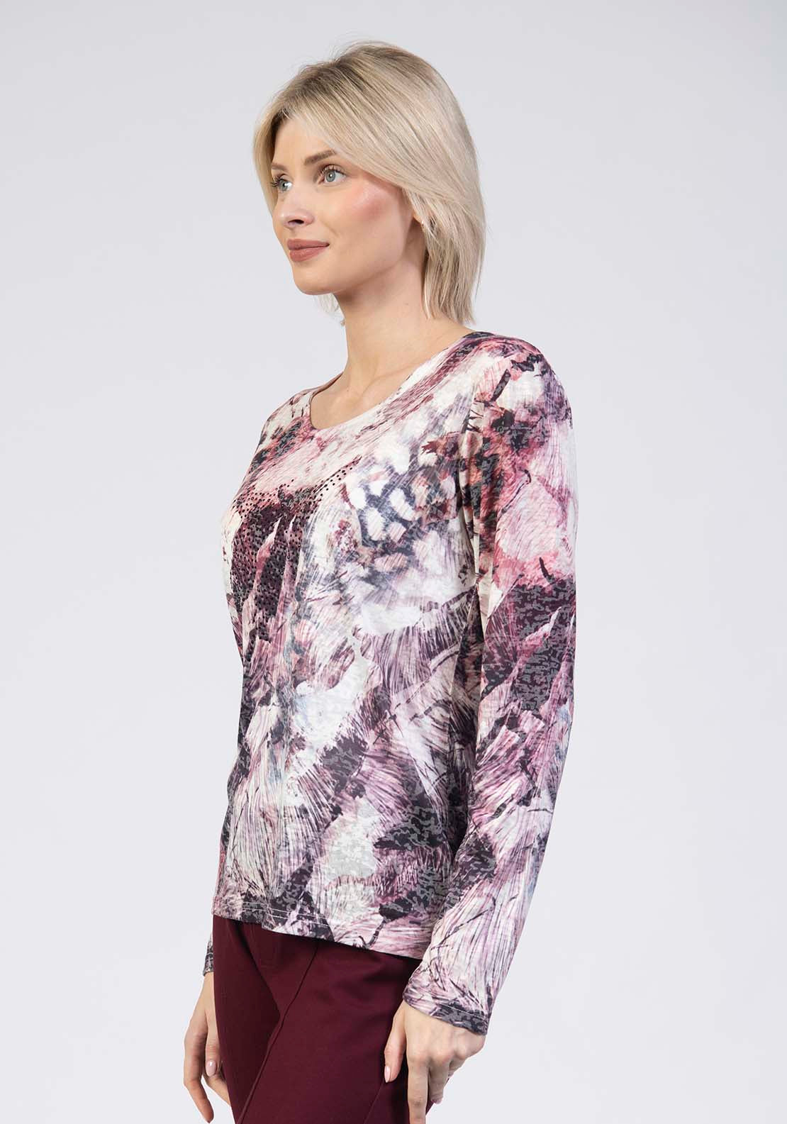 Tea Lane Long Sleeve Printed Animal Clash Top - Purple 3 Shaws Department Stores