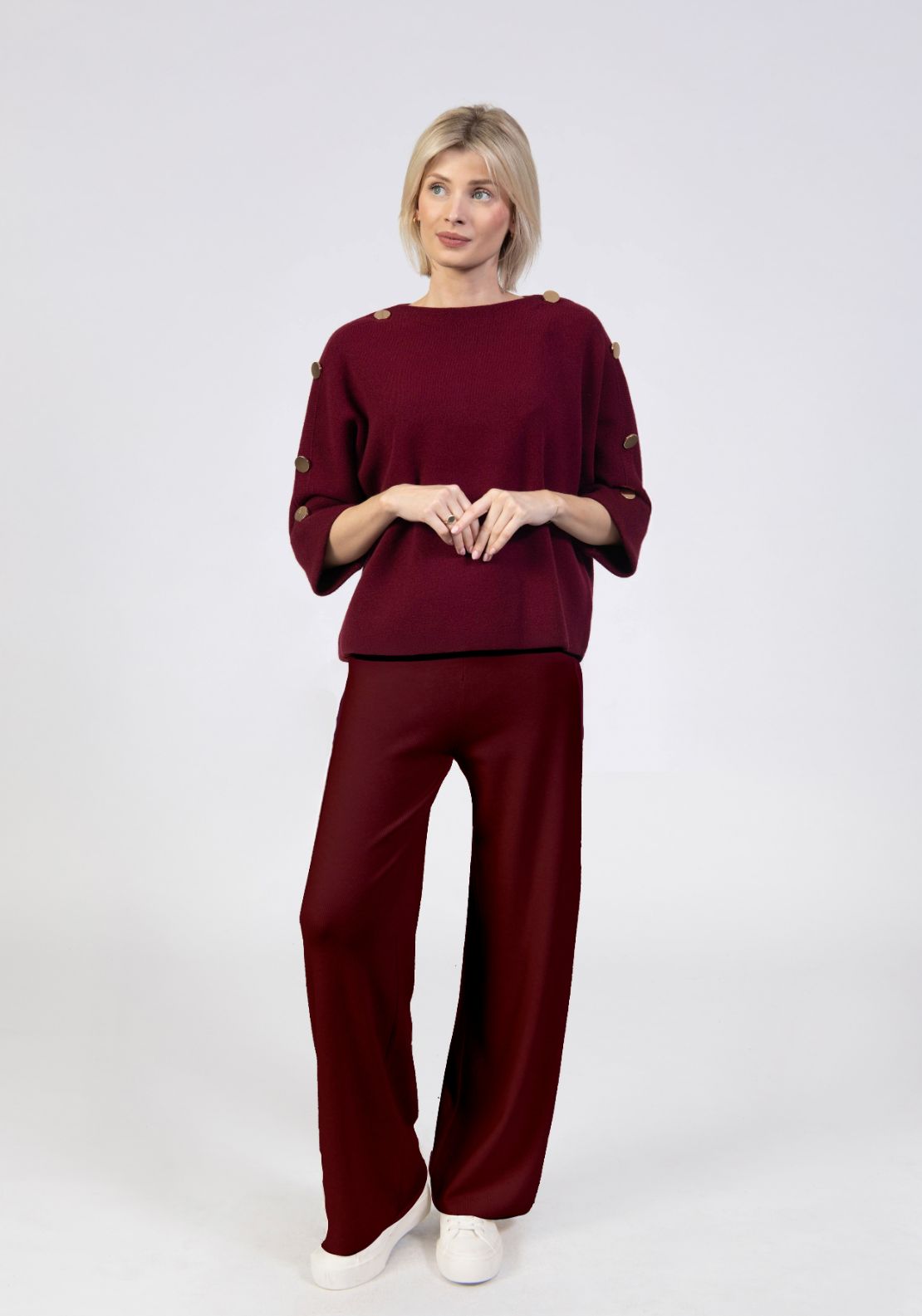 Tea Lane Knitted Trousers - Wine 2 Shaws Department Stores