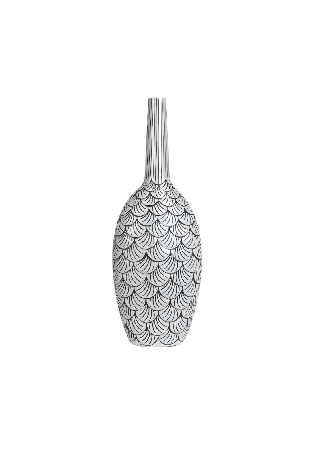 Etched Scalloped Vase - Grey